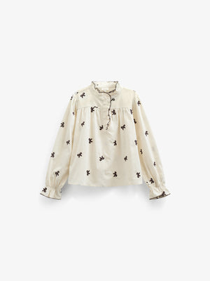 Poplin-bluse med broderi - Kids - Off White | 100673 Adison