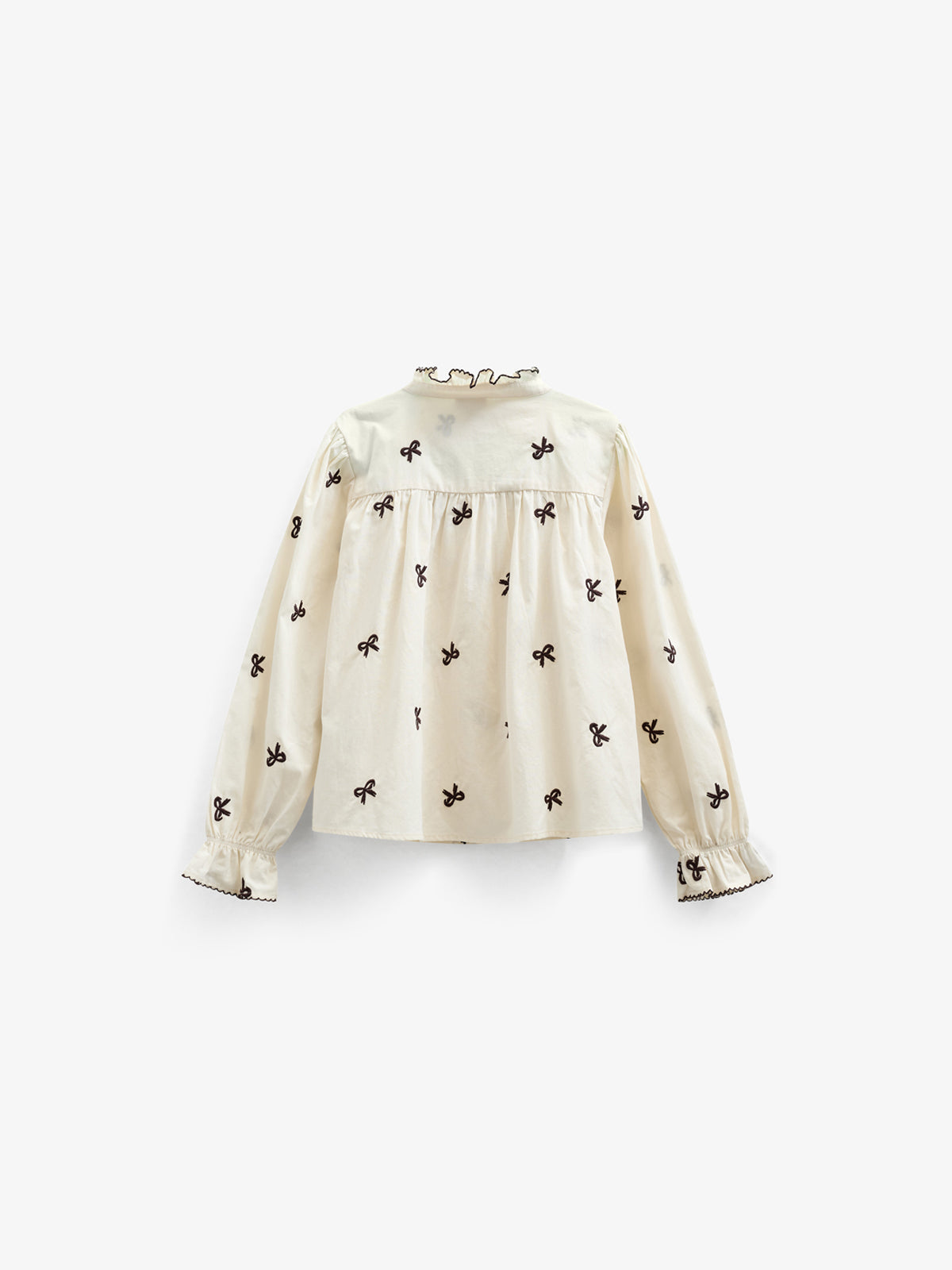 Poplin-bluse med broderi - Kids - Off White | 100673 Adison