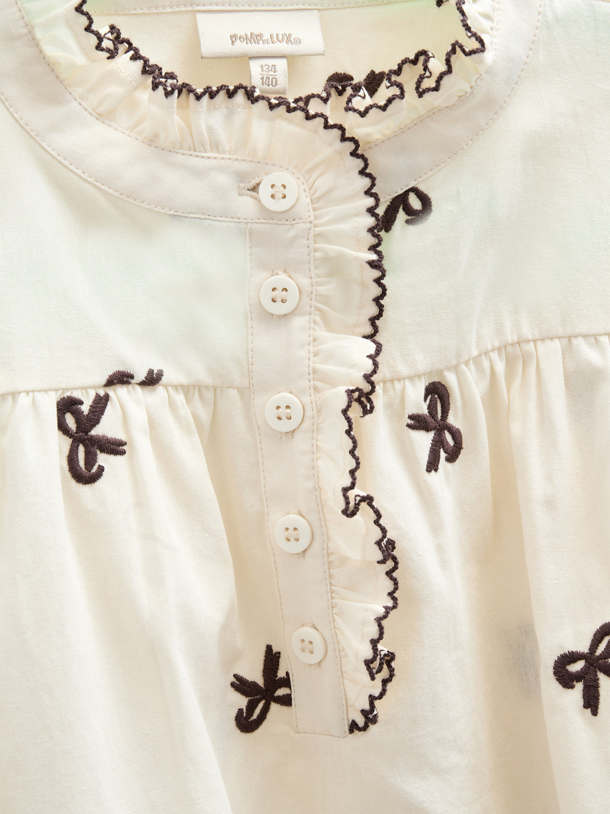Poplin-bluse med broderi - Kids - Off White | 100673 Adison