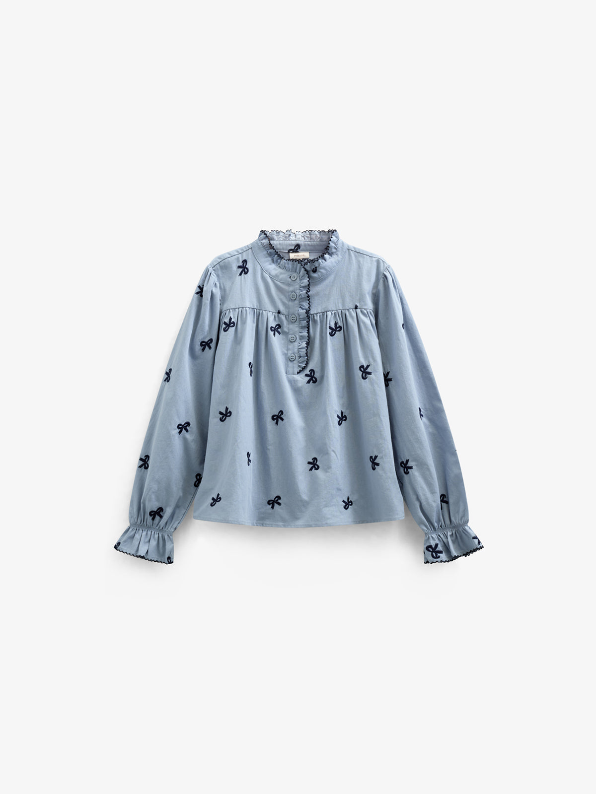 Poplin-bluse med broderi - Tween - Blue | 100676 Adison