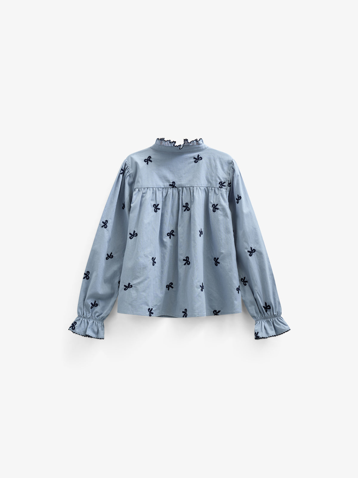 Poplin-bluse med broderi - Kids - Blue | 100675 Adison