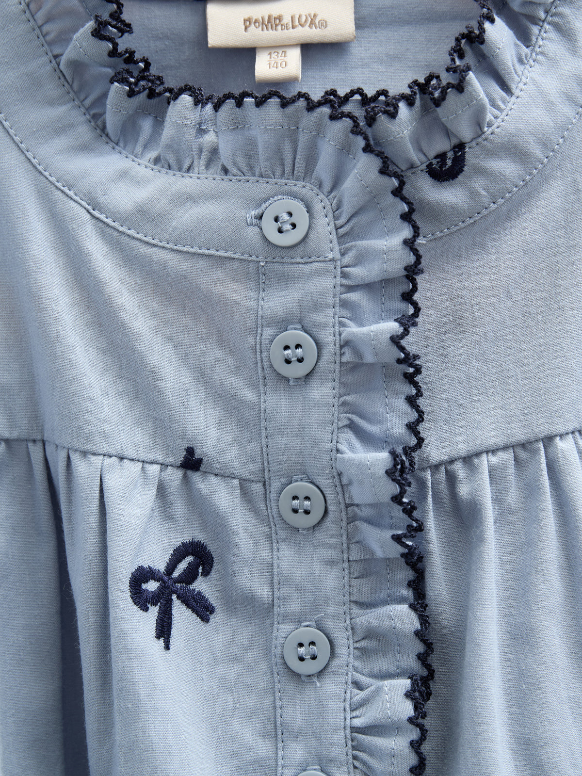 Poplin-bluse med broderi - Kids - Blue | 100675 Adison