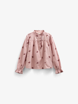 Poplin-bluse med broderi - Kids - Rose | 100677 Adison