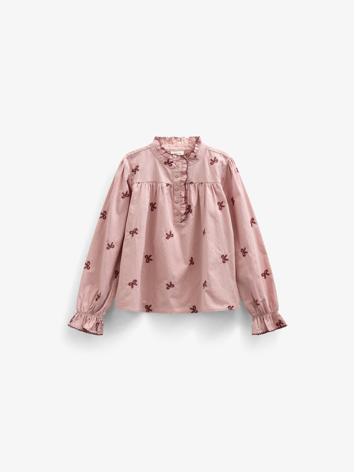 Poplin-bluse med broderi - Kids - Rose | 100677 Adison