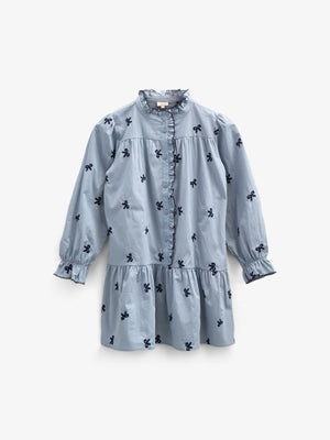 Poplin-Kjole med broderi - Kids - Blue | 100679 Adison