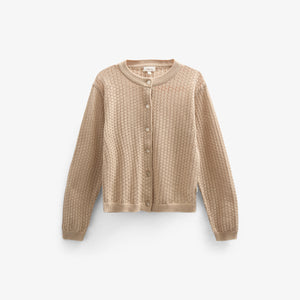 Bomulds Cardigan i pointelle strik - Tween - Caffe Latte | 100684 Esme