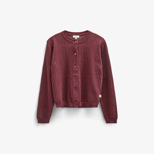 Bomulds Cardigan i pointelle strik - Kids - Burgundy | 100685 Esme