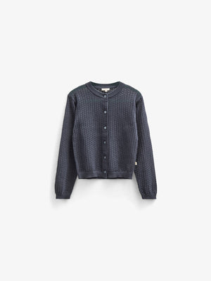 Bomulds Cardigan i pointelle strik - Kids - Navy | 100687 Esme