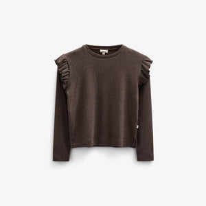 Bluse med bløde ribkanter - Tween - Chocolate Melange | 100695 Alana
