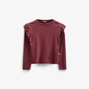 Bluse med bløde ribkanter - Tween - Burgundy Melange | 100696 Alana