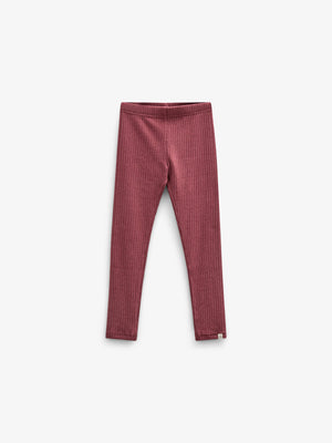 Bløde leggings i Rib - Kids - Burgundy Melange | 100698 Alana