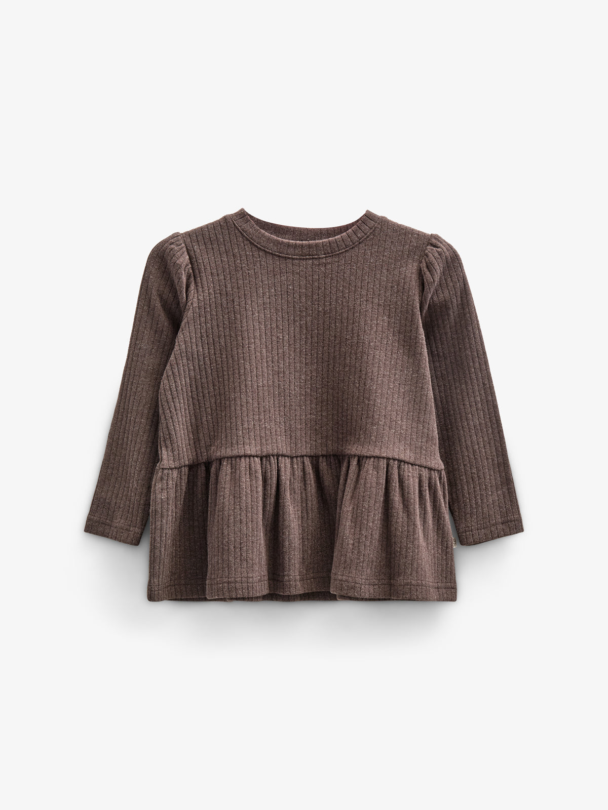 Blød Ribbluse med Peplum - Kids - Chocolate Melange | 100699 Alana
