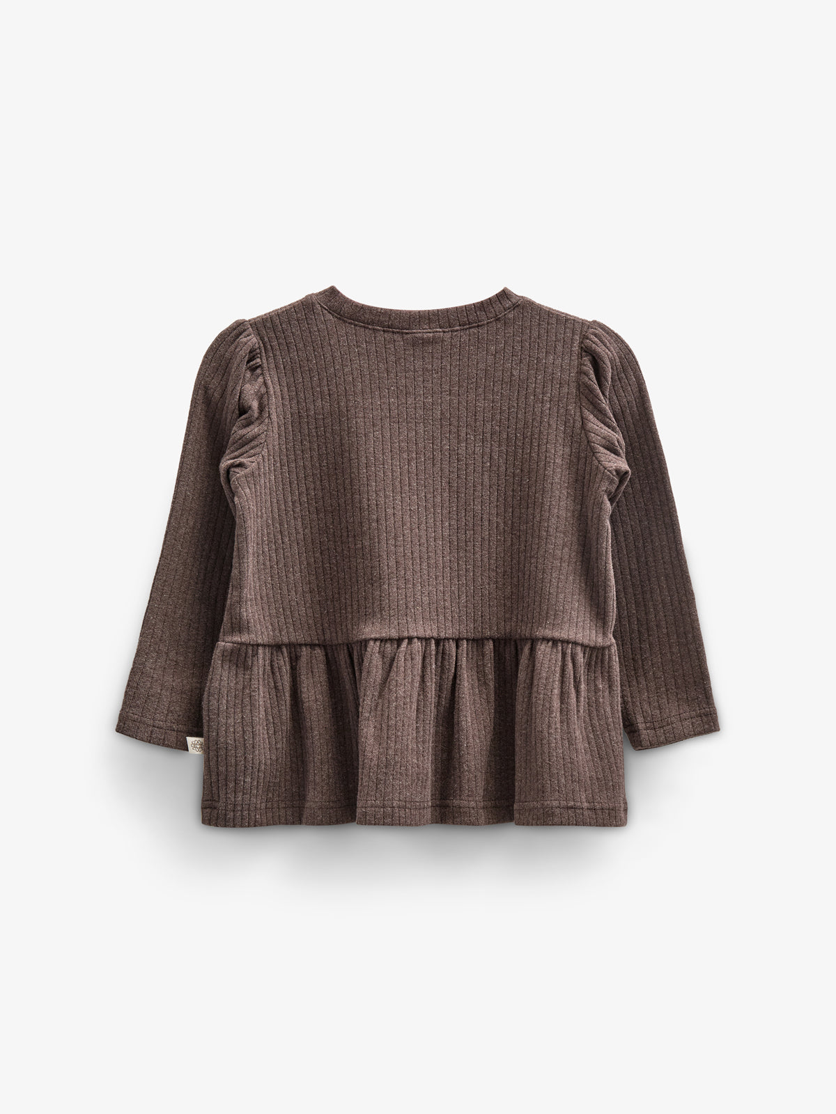 Blød Ribbluse med Peplum - Kids - Chocolate Melange | 100699 Alana