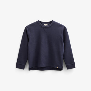 Langærmet T-shirt med struktur - Kids - Navy | 100703 Malthe