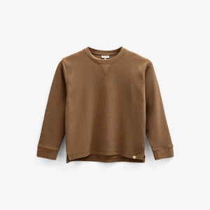 Langærmet T-shirt med struktur - Kids - Coffee | 100705 Malthe