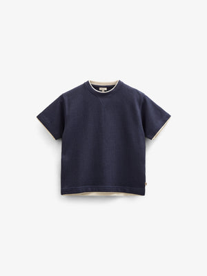 Kortærmet T-shirt med struktur - Tween - Navy | 100710 Malthe