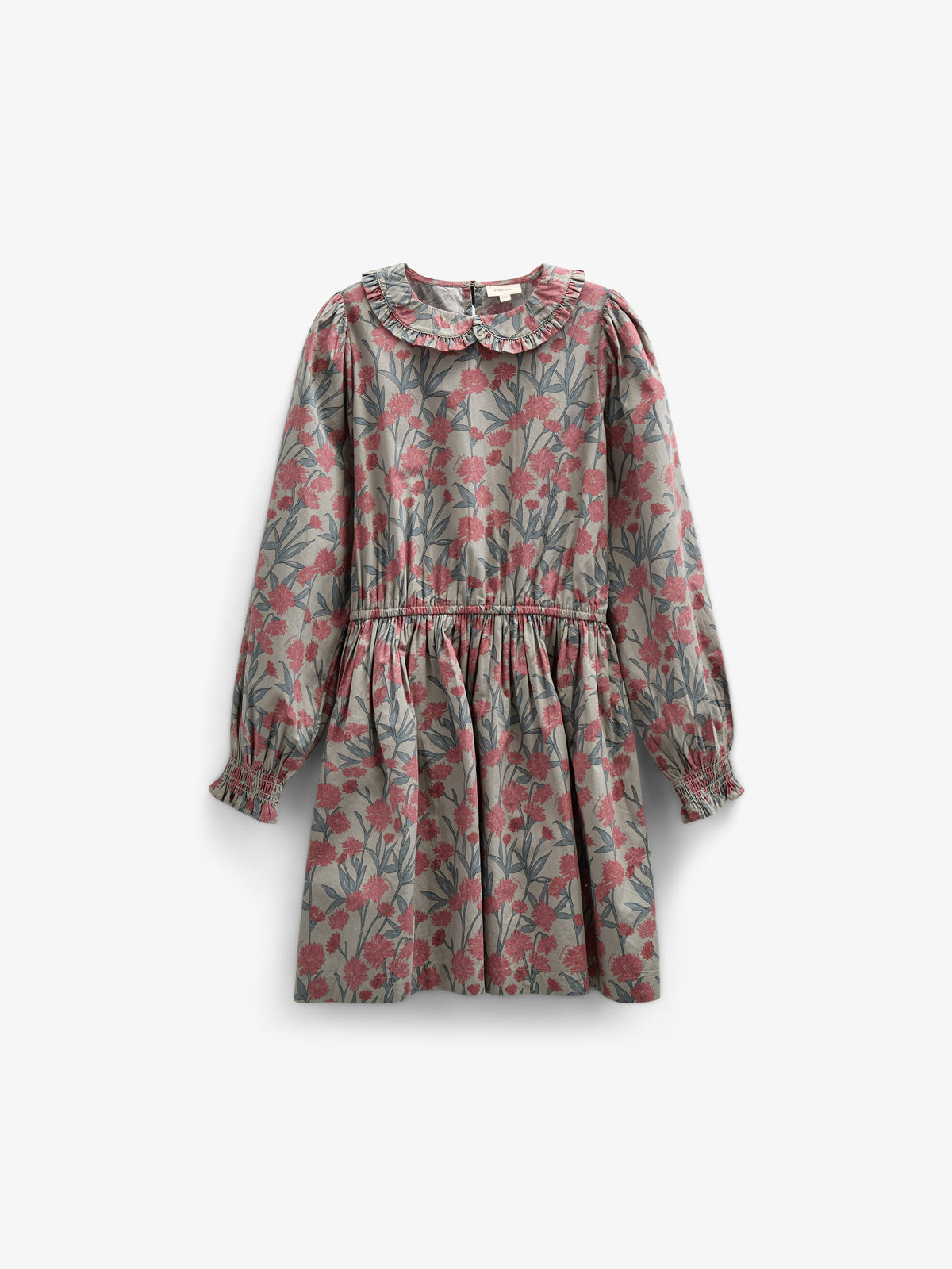 Kjole i bomulds-poplin med Print og elastik i taljen - Tween - Rose / Green | 100720 Amy