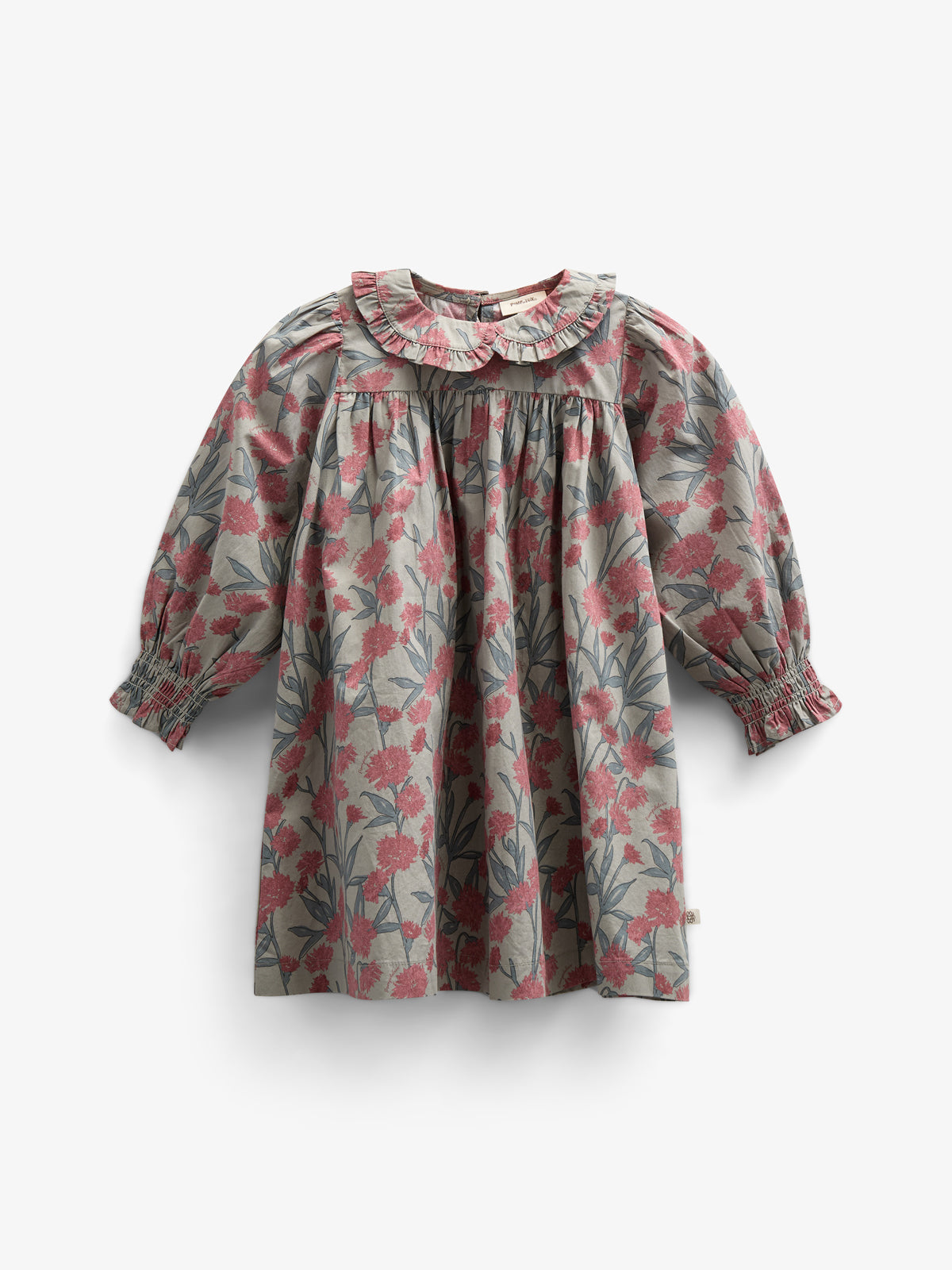 Kjole i bomulds-poplin med Print og elastik i taljen - Kids - Rose / Green | 100722 Amy