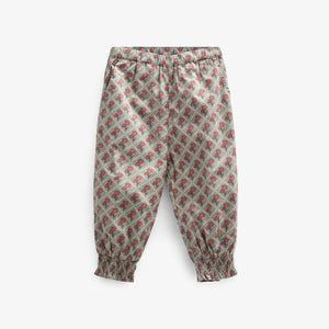 Bukser i bomulds-poplin med Print - Kids - Green w. Vintage Red | 100723 Amine