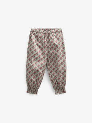 Bukser i bomulds-poplin med Print - Kids - Green w. Vintage Red | 100723 Amine