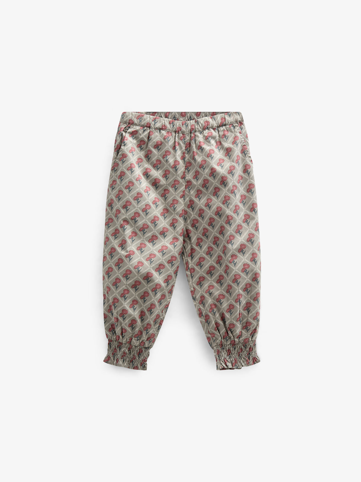 Bukser i bomulds-poplin med Print - Kids - Green w. Vintage Red | 100723 Amine