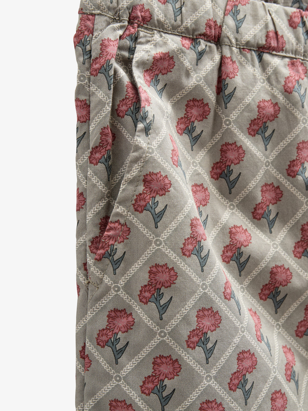 Bukser i bomulds-poplin med Print - Kids - Green w. Vintage Red | 100723 Amine