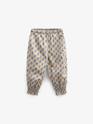 Bukser i bomulds-poplin med Print - Kids - Caffe Latte w. Blue | 100724 Amine