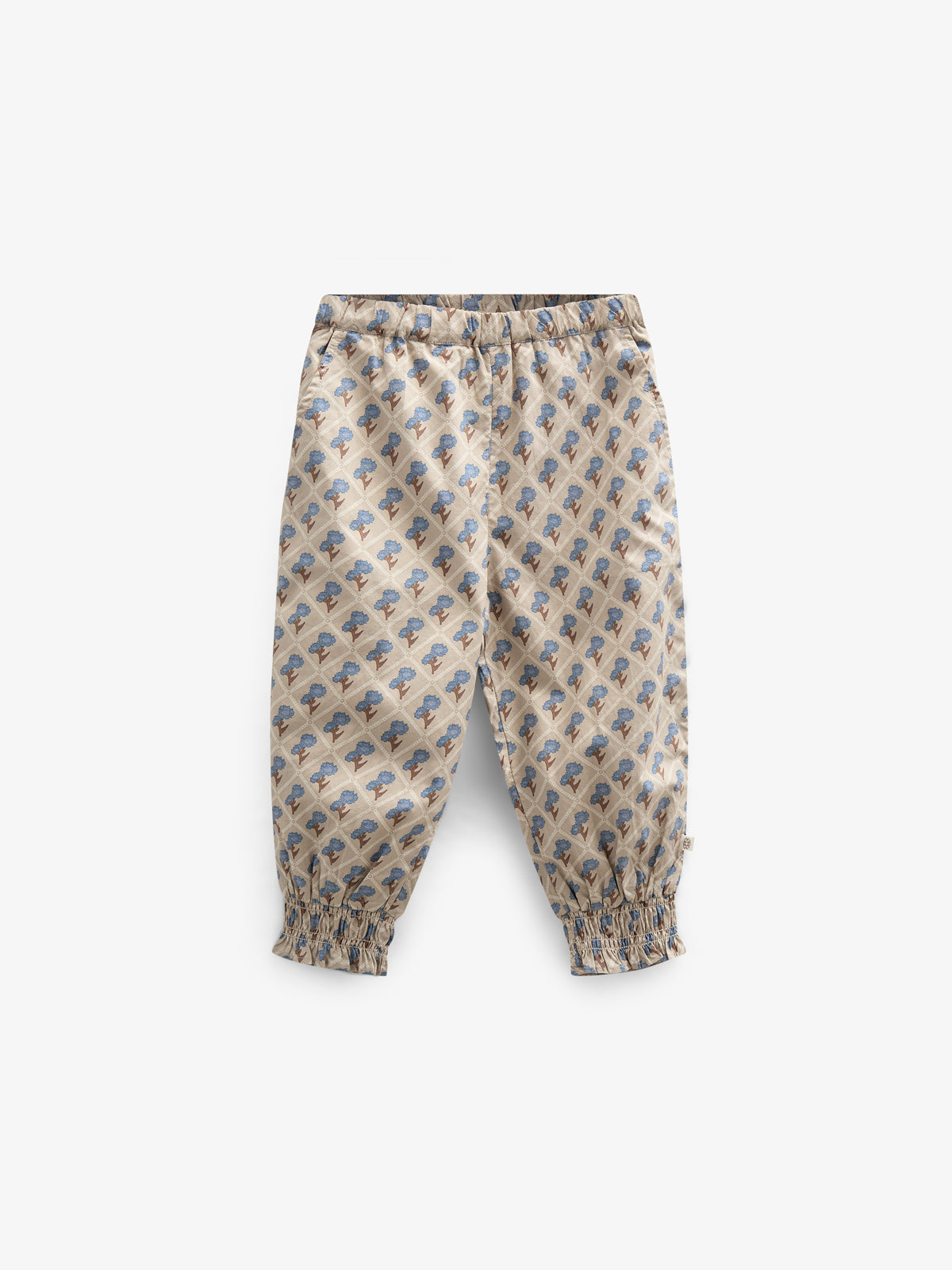 Bukser i bomulds-poplin med Print - Kids - Caffe Latte w. Blue | 100724 Amine