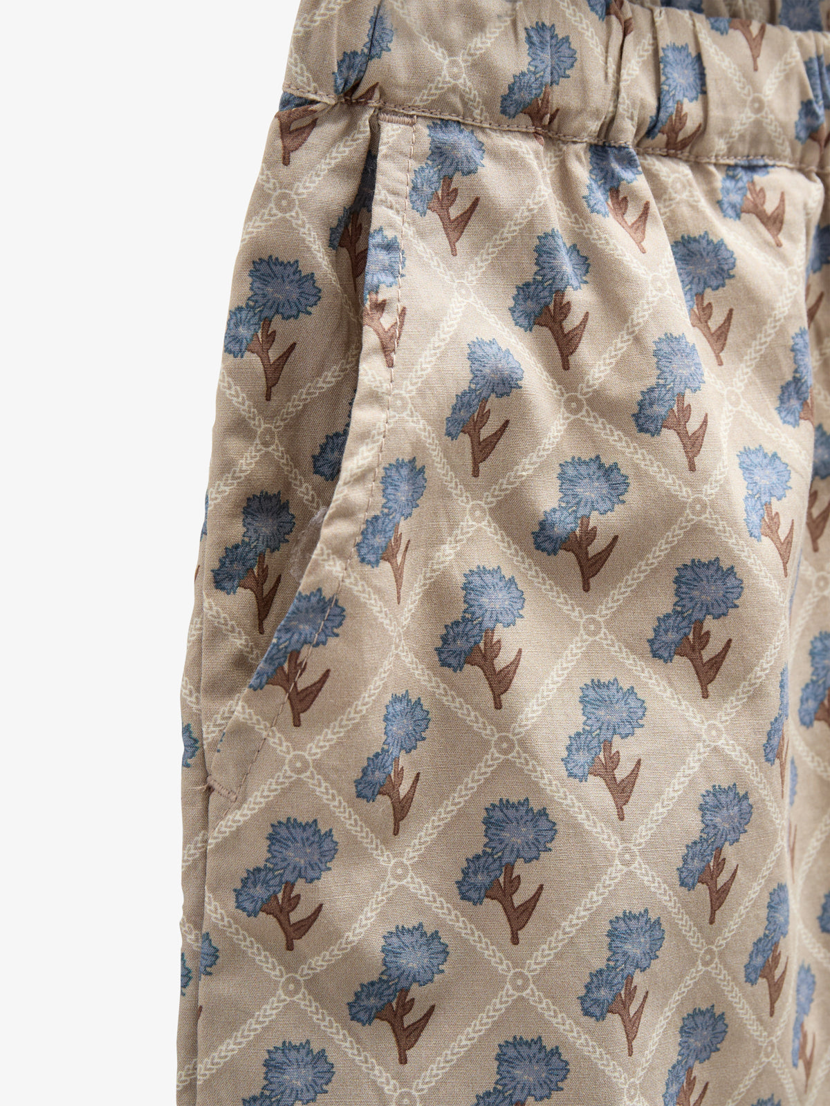 Bukser i bomulds-poplin med Print - Kids - Caffe Latte w. Blue | 100724 Amine