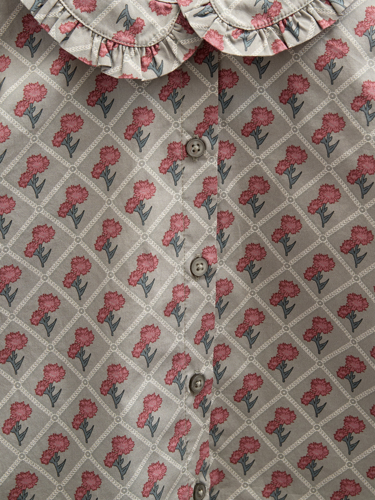 Bluse i bomulds-poplin med Print - Kids - Green w. Vintage Red | 100725 Amine
