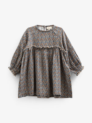 Kjole i Printet Bomuld - Kids - Blue / Brown | 100727 Maggie