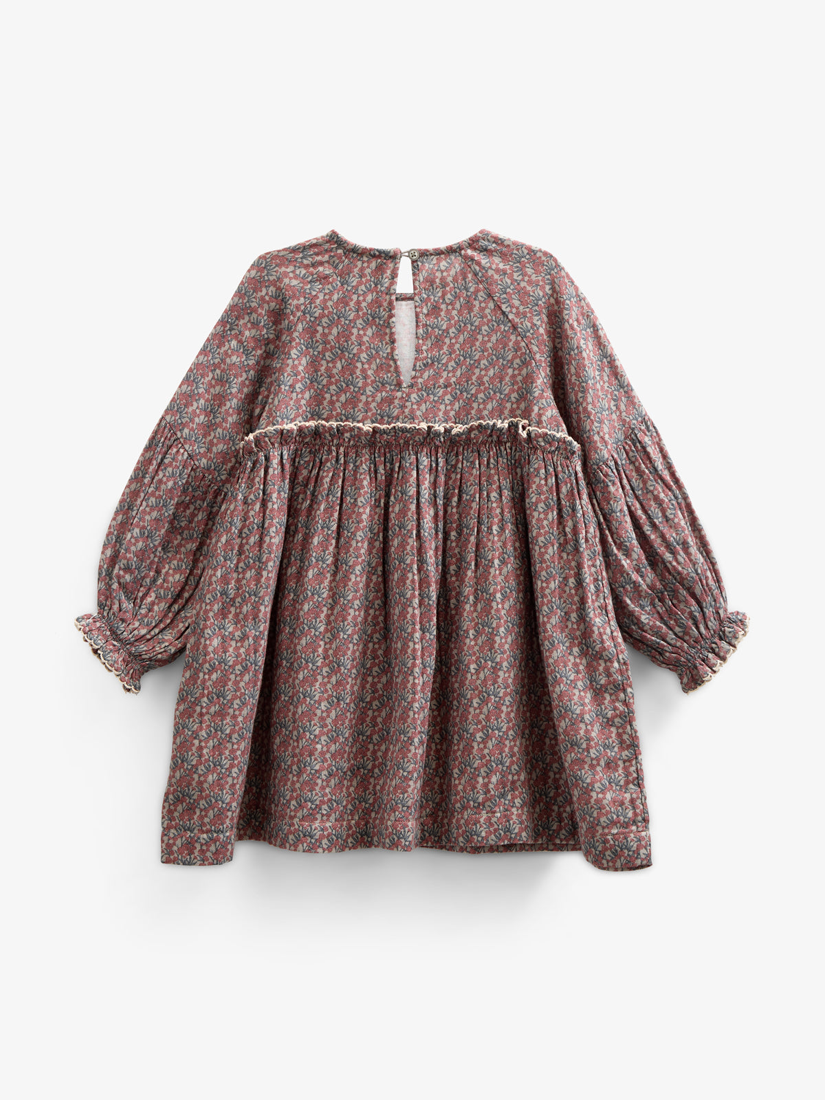 Kjole i Printet Bomuld - Kids - Rose / Green | 100728 Maggie