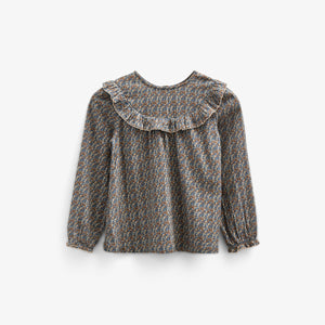 Vendbar Bluse i Printet Bomuld - Tween - Blue / Brown | 100730 Maggie