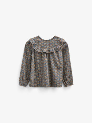 Vendbar Bluse i Printet Bomuld - Kids - Blue / Brown | 100729 Maggie