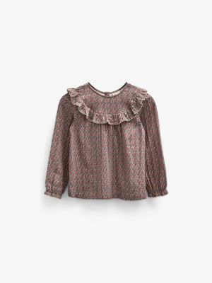 Vendbar Bluse i Printet Bomuld - Kids - Rose / Green | 100731 Maggie