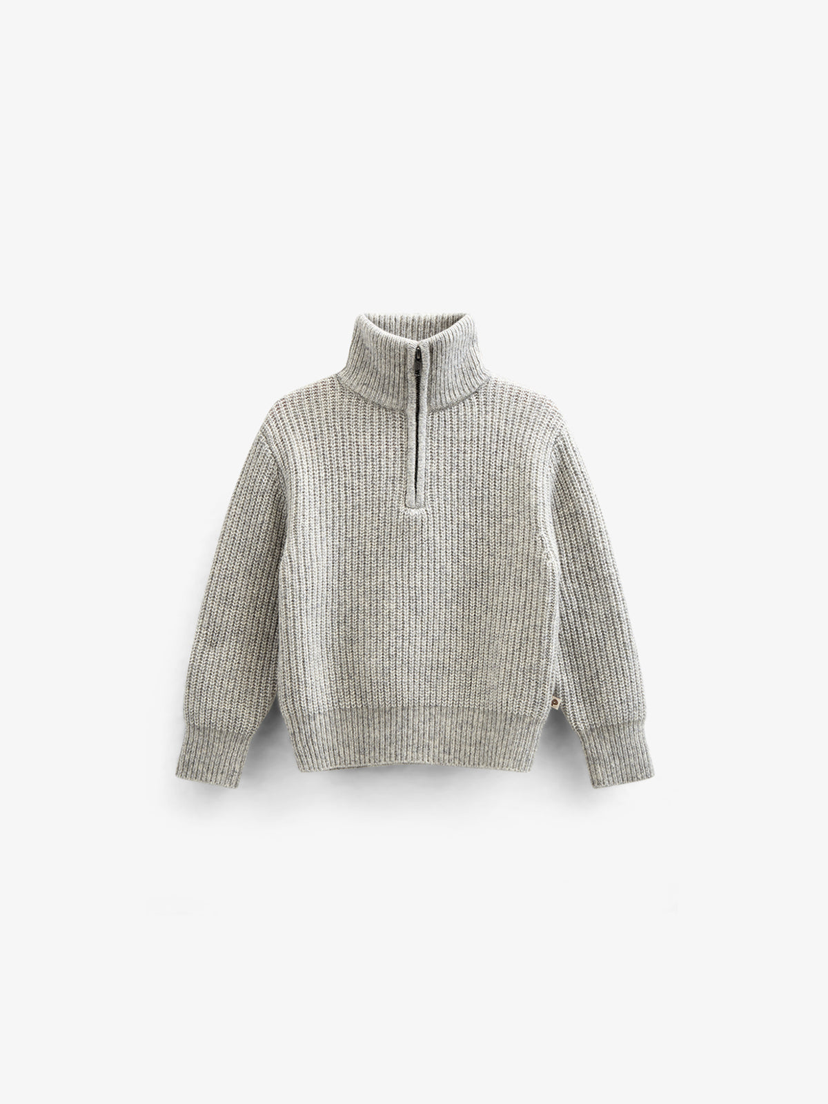 Sweater i Uldmix med kort lynlås - Kids - Grey Melange | 100752 Adam