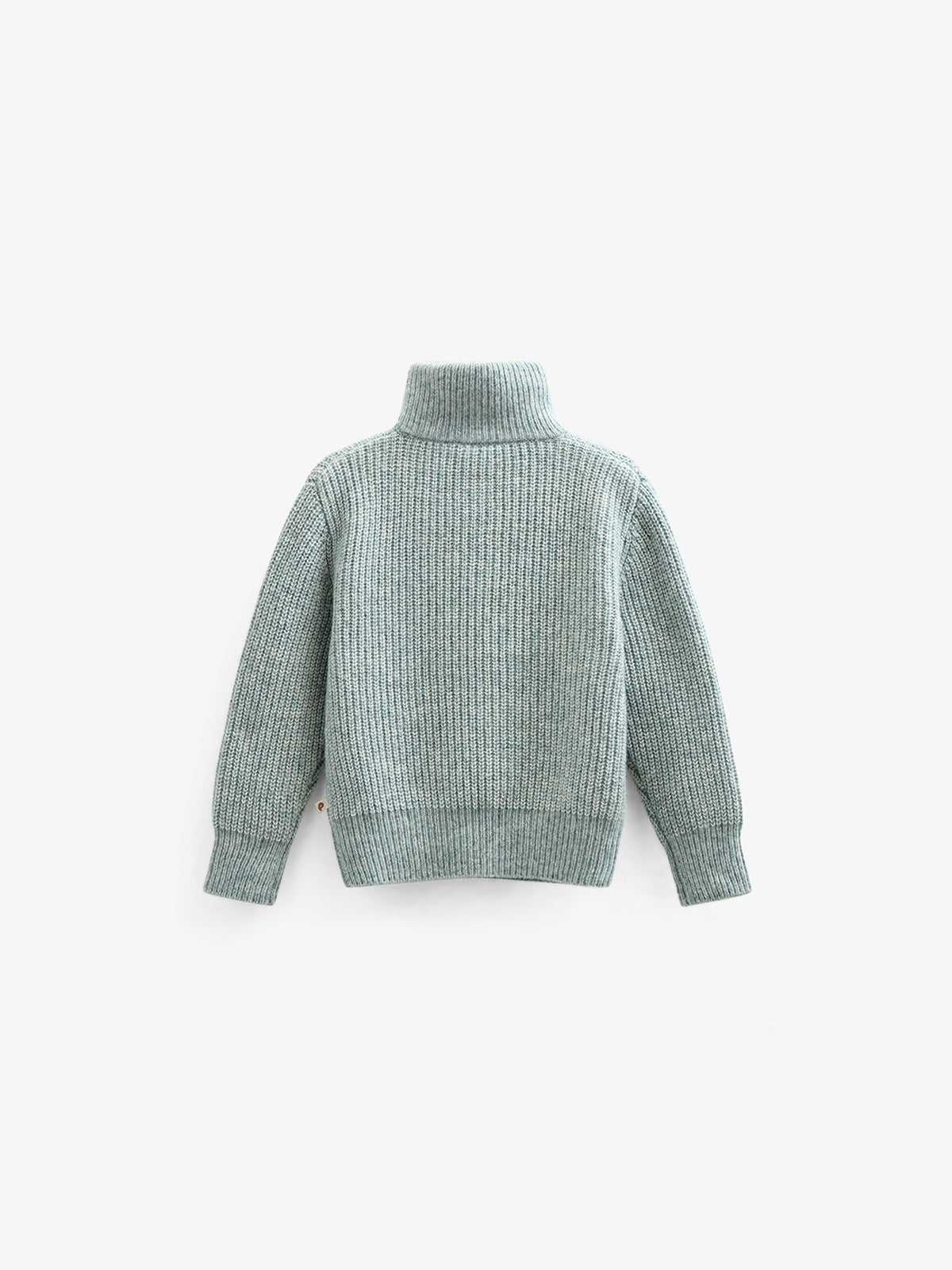 Sweater i Uldmix med kort lynlås - Kids - Green Melange | 100754 Adam