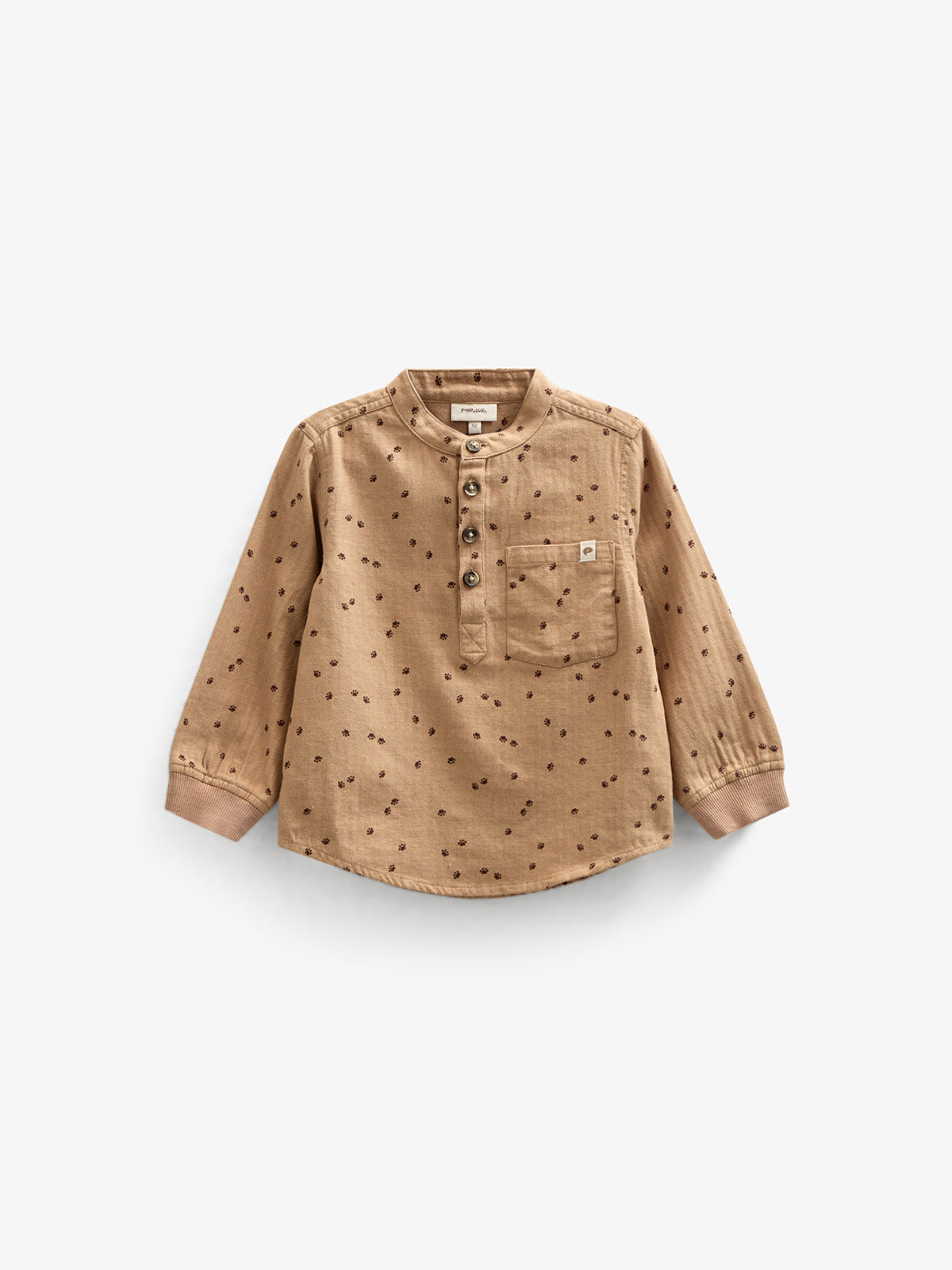Skjorte i sildebensvævet Bomuld m. Print - Kids - Light Brown | 100760 Edward