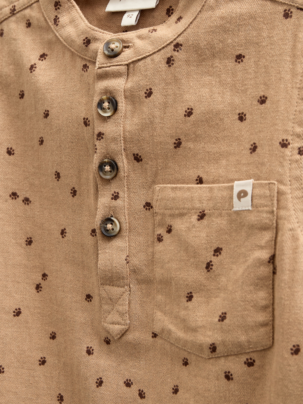 Skjorte i sildebensvævet Bomuld m. Print - Kids - Light Brown | 100760 Edward