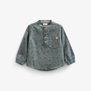 Skjorte i sildebensvævet Bomuld m. Print - Kids - Dark Dusty Green | 100761 Edward