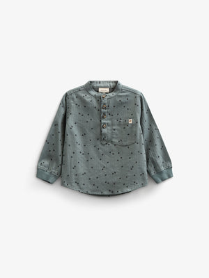 Skjorte i sildebensvævet Bomuld m. Print - Kids - Dark Dusty Green | 100761 Edward
