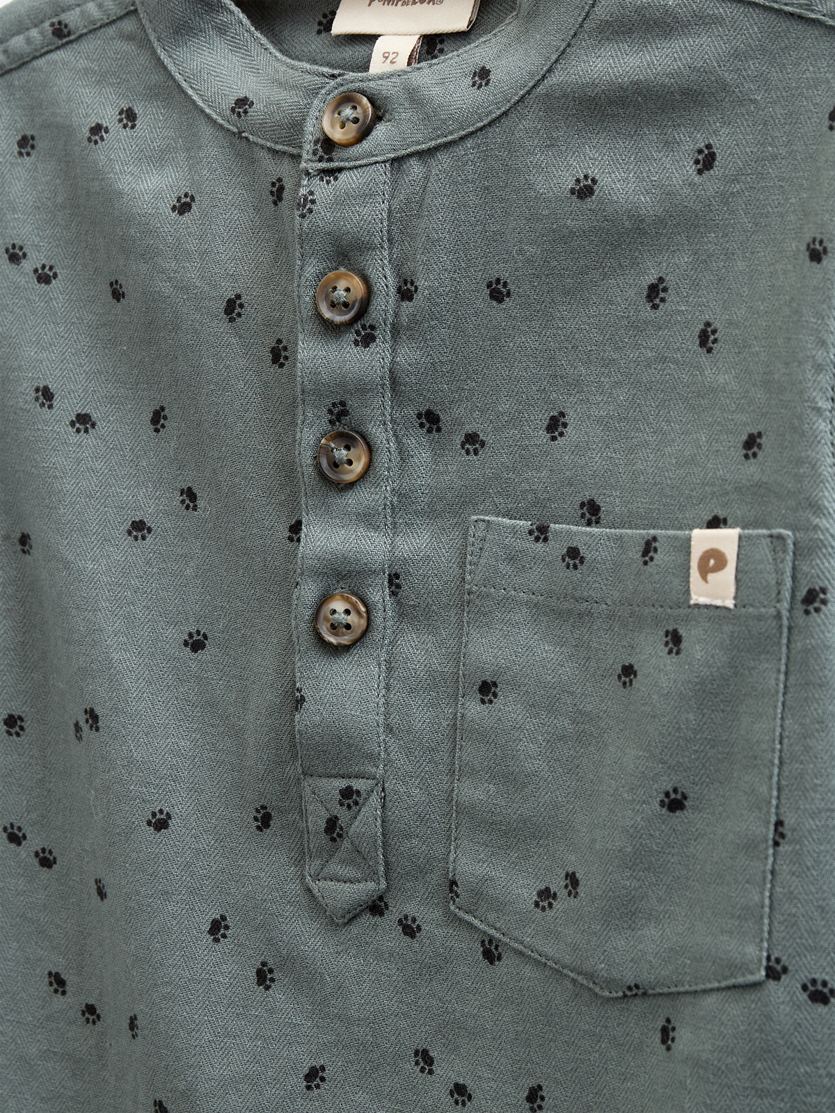 Skjorte i sildebensvævet Bomuld m. Print - Kids - Dark Dusty Green | 100761 Edward