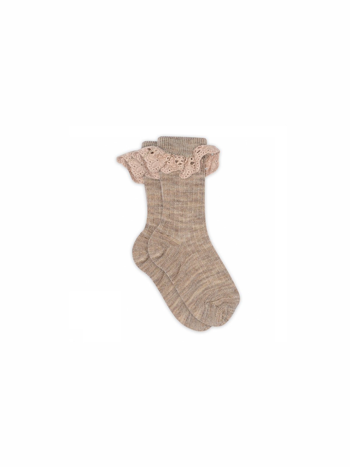 MP Knæstrømper i uld med blonder - Kids - Caffe Latte Melange | 100780 MP Lea Socks