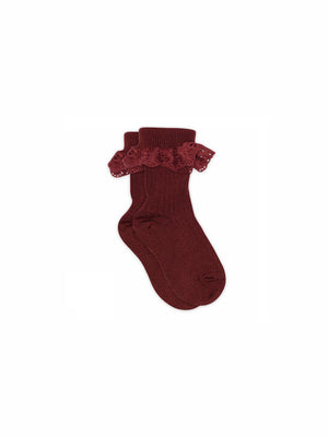 MP Knæstrømper i uld med blonder - Kids - Burgundy | 100781 MP Lea Socks