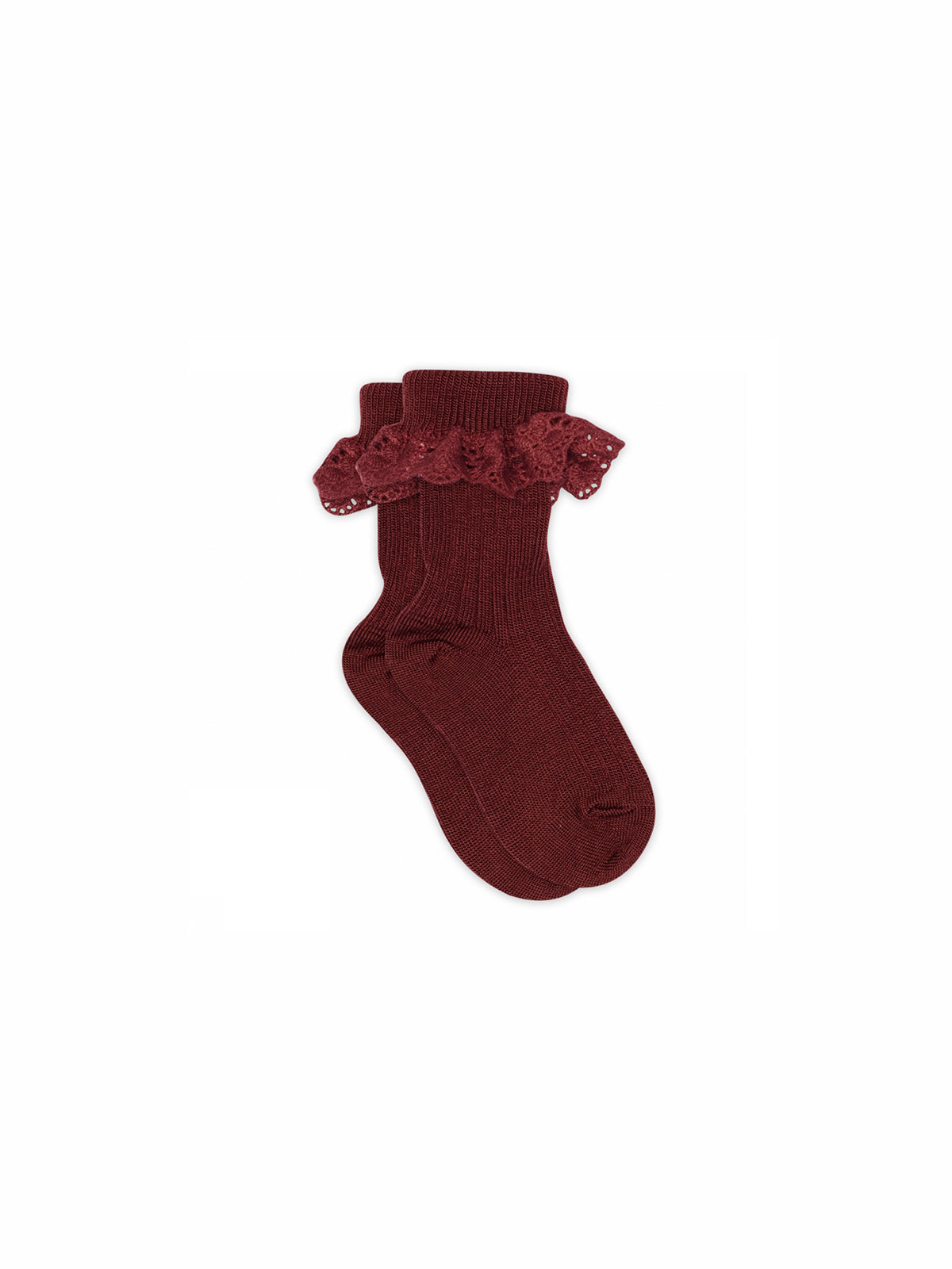 MP Knæstrømper i uld med blonder - Kids - Burgundy | 100781 MP Lea Socks