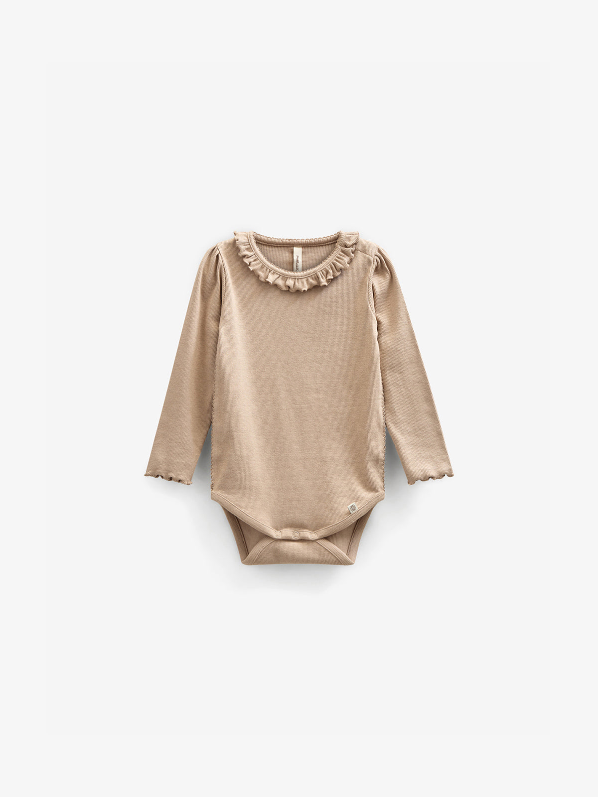 Langærmet Rib Bodysuit i Modal med picot-kant - Kids - Caffe Latte | 100784 Mia
