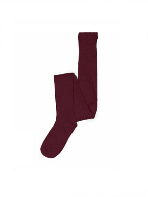 MP Rib Strømpebukser i uld - All - Burgundy | 100879 MP Wool tights