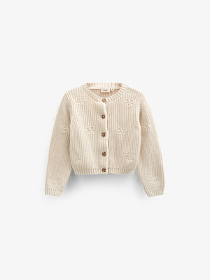Cardigan i bomuldsstrik med sløjfer - Tween - Nature | 100791 Freya