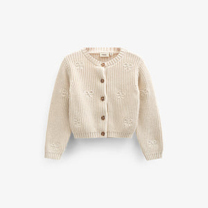 Cardigan i Bomuldsstrik med Sløjfer - Kids - Nature | 100790 Freya
