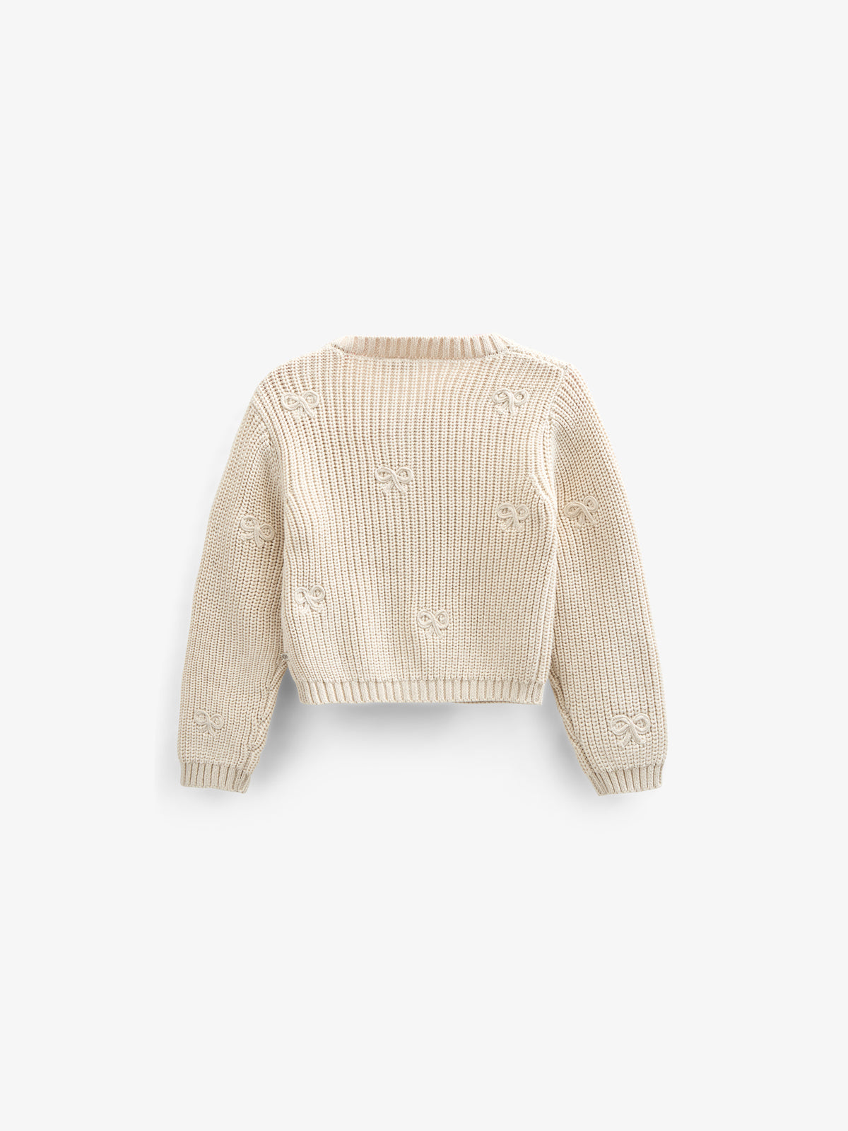Cardigan i bomuldsstrik med sløjfer - Tween - Nature | 100791 Freya